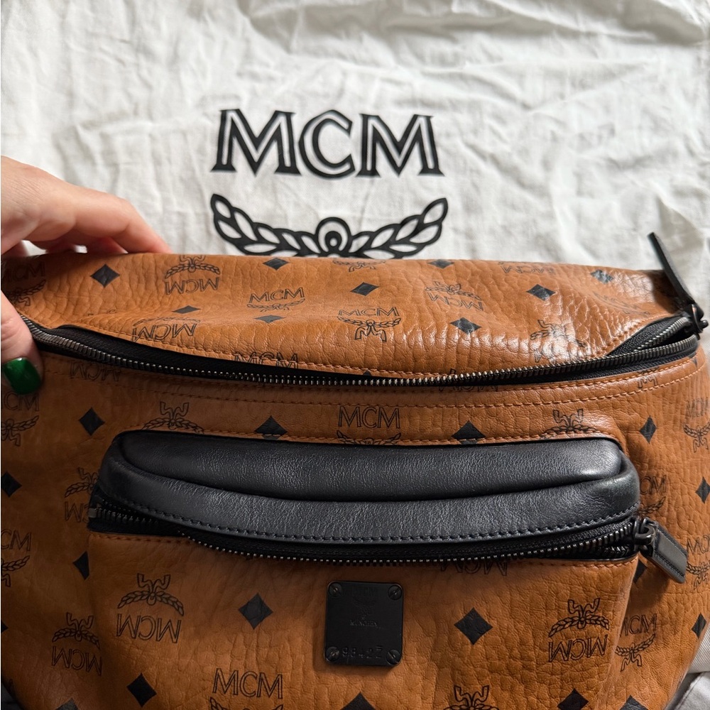 MCM Tan and Black Belt Bag